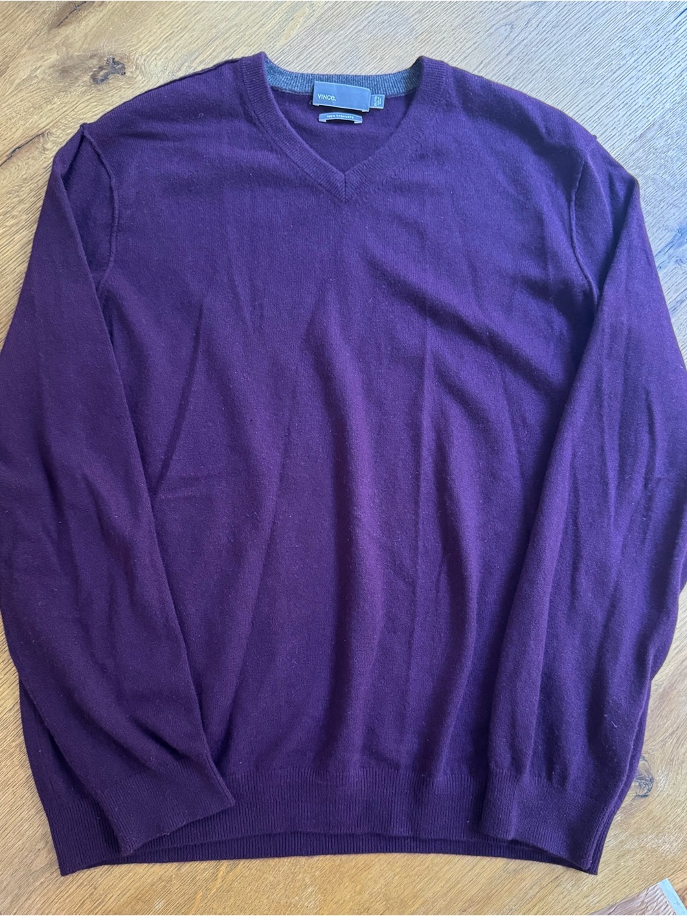 Vince Men's V-Neck 100% Cashmere Sweater - Plum Purple Size XXL